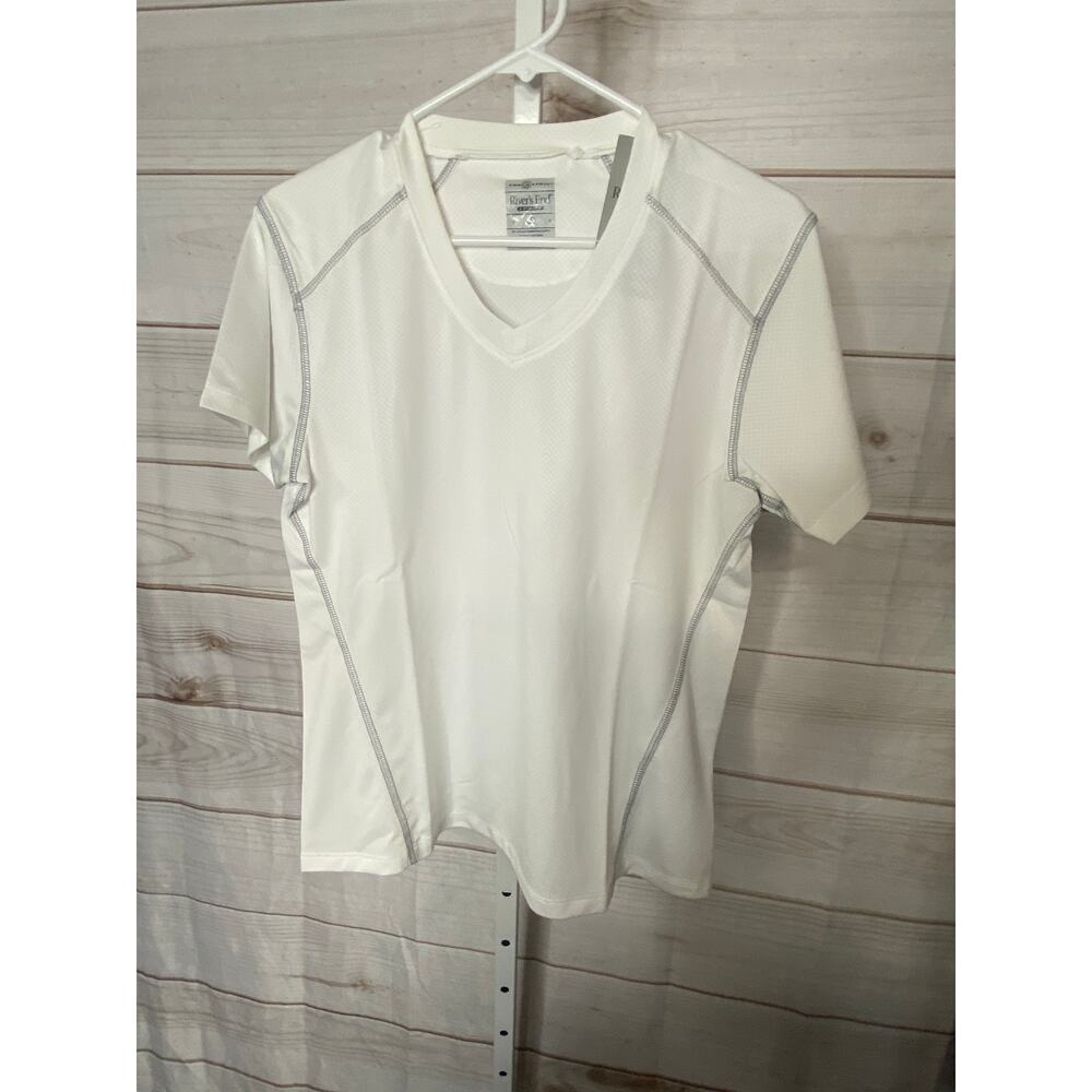NWT  Rivers End Sport White Short Sleeve Polo Shirt Top Cool Matrix Women's L